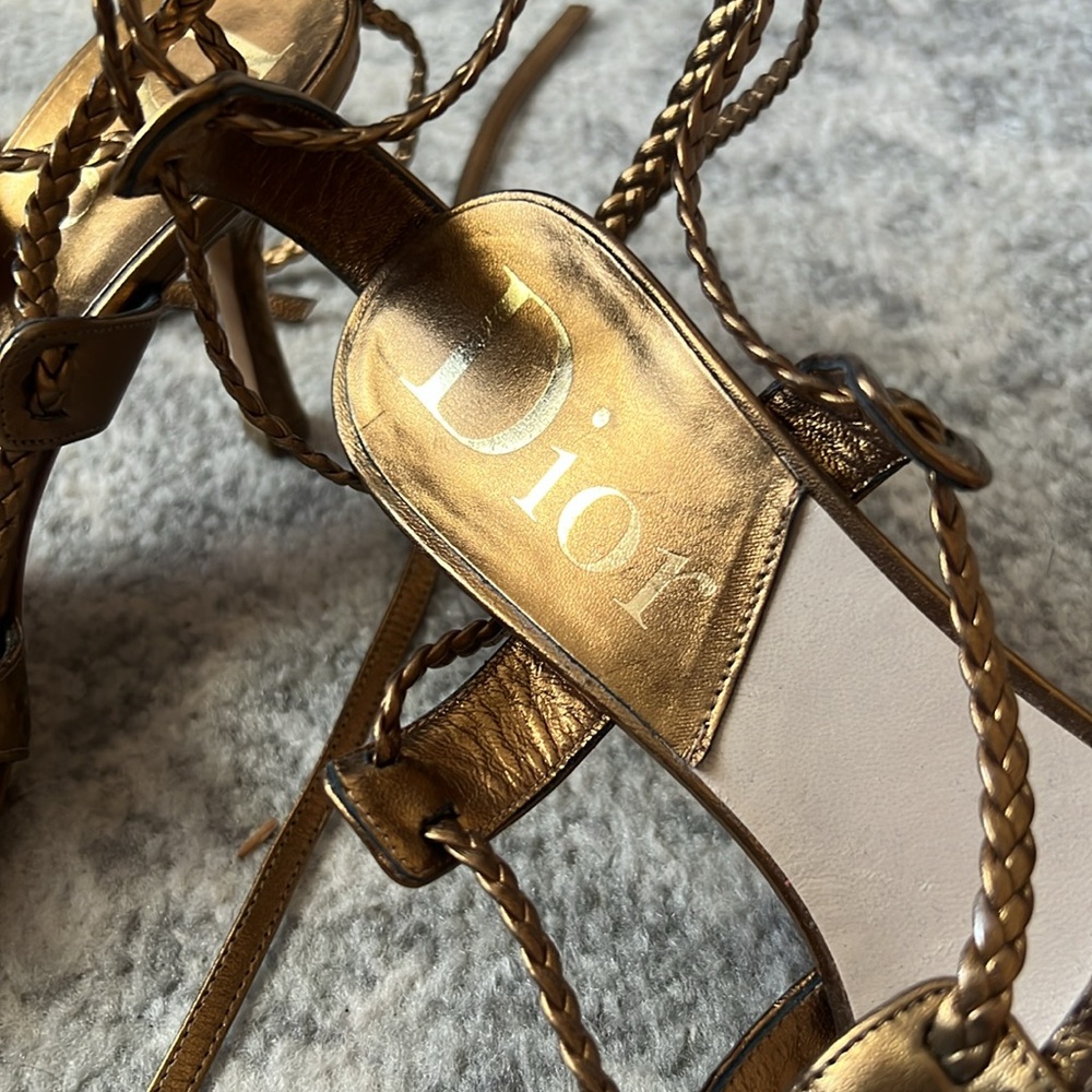 DIOR Gold/Bronze Metallic Strappy Heels Sz 36 - Picture 4 of 7